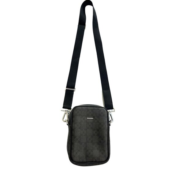 Sandro Cross Print Cross-Body Bag in Black